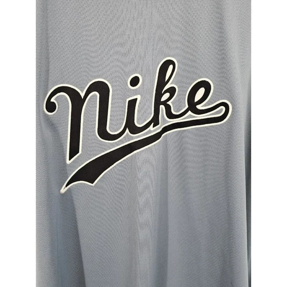Nike Vintage Baseball Jersey Button‎ Up Spellout Embroidered Gray 2XL Swoosh 90s
